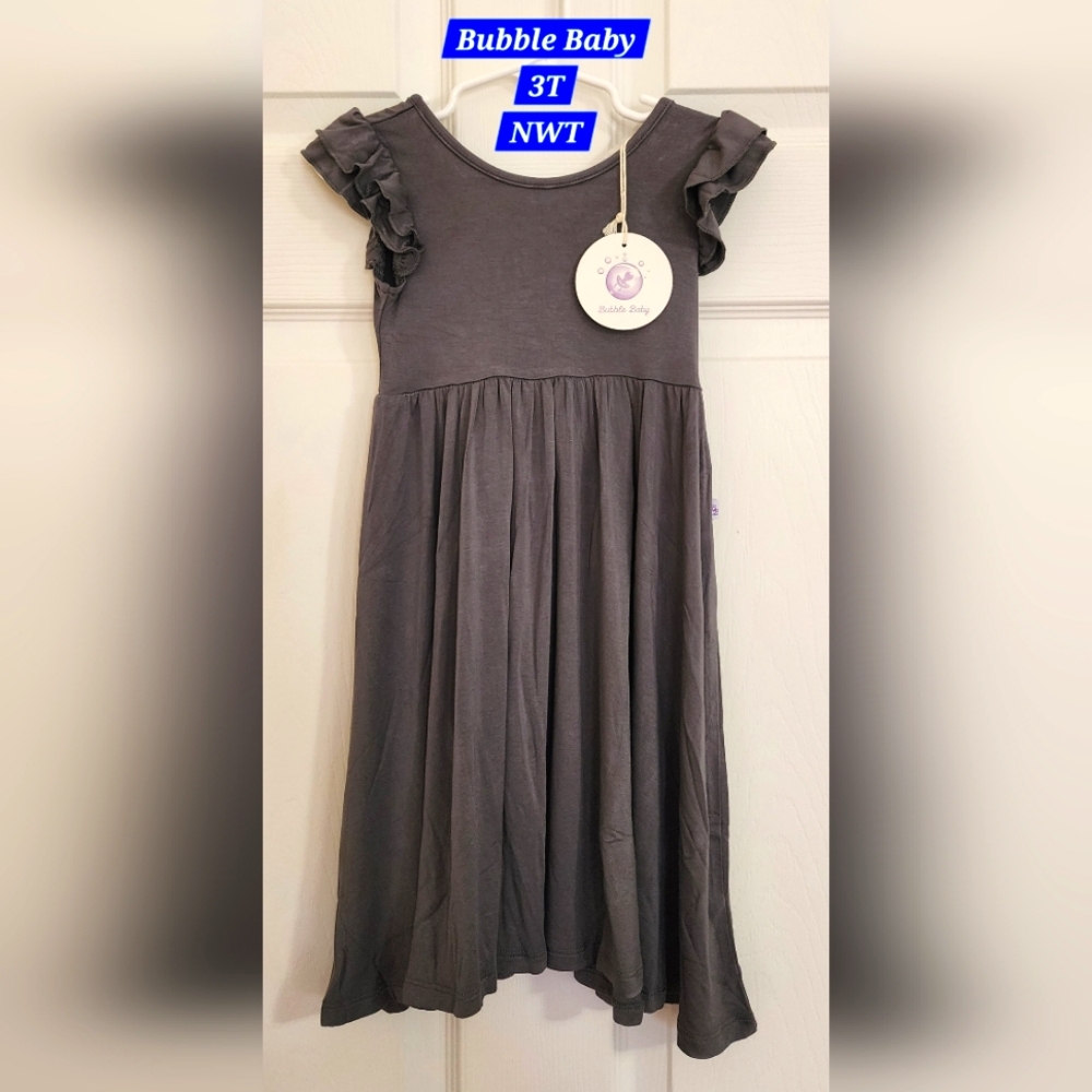 Bubble Baby Twilight Bamboo Flutter Sleeve Twirl Dress. 3T